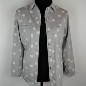 Polka Dot Button Down Long Sleeve Blouse